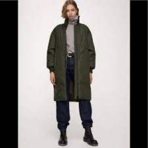 ZARA LIMITED EDITION WATER WIND PROTECTION PUFFER COAT GREEN KHAKI SZ S